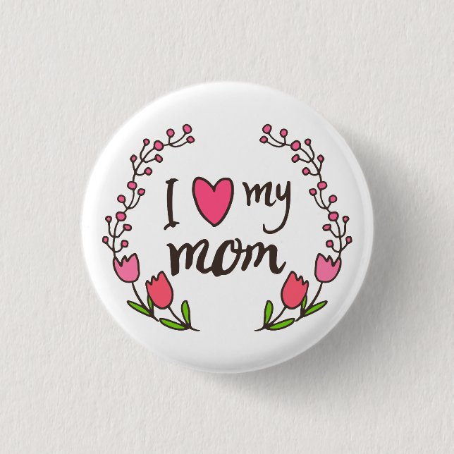Amo mi botón feliz del Pin del día de madre de la (Anverso)