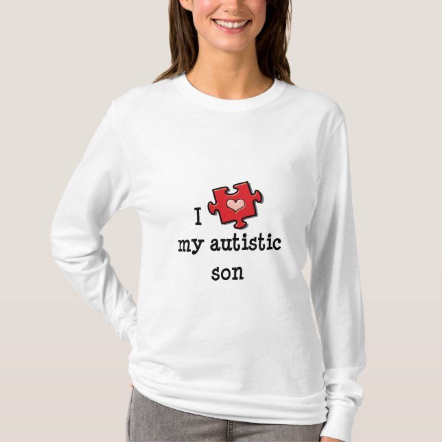 Amo mi camiseta de manga larga autística del hijo (Anverso)