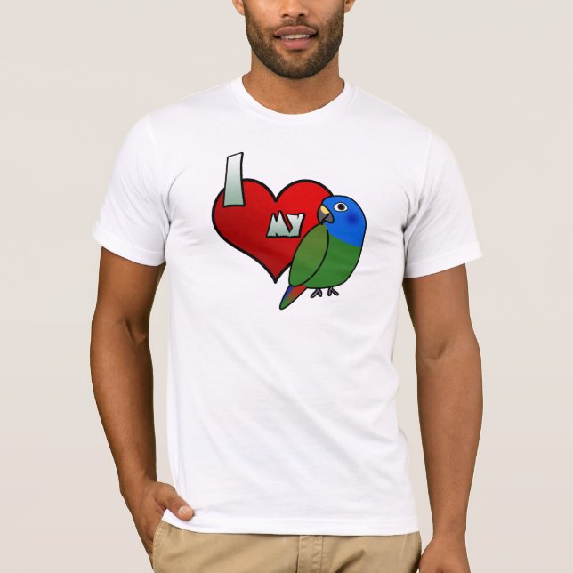 Amo mi camiseta dirigida azul de Pionus (Anverso)