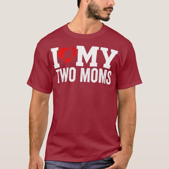 Amo Mi Camiseta Lesbiana De Dos Madres - Corazón D (Anverso)