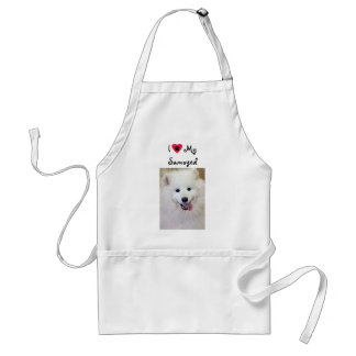 Amo mi delantal de la raza del perro del samoyedo