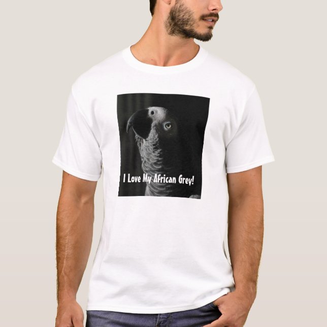 ¡Amo mi gris africano! Camiseta básica del loro (Anverso)