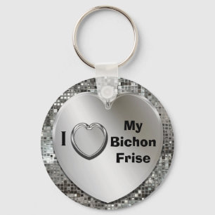 Amo mi llavero del corazón de Bichon Frise