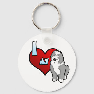Amo mi llavero inglés viejo del perro pastor