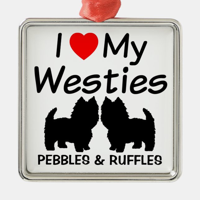 Amo Mi Ornamento De Dos Perros Westie (Frente)