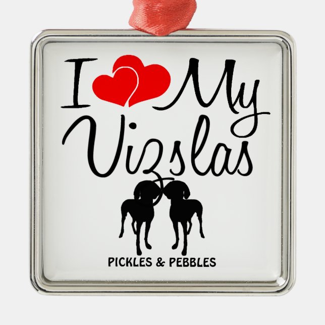 Amo Mi Ornamento De Dos Vizslas (Frente)