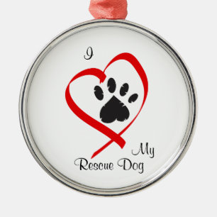 Amo mi ornamento del color del perro del rescate