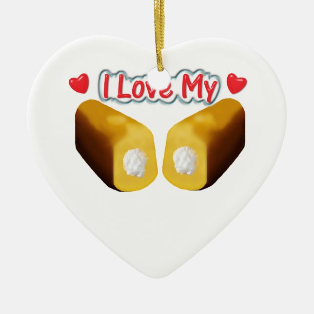 Amo mi ornamento del navidad de Twinkies (Frente)