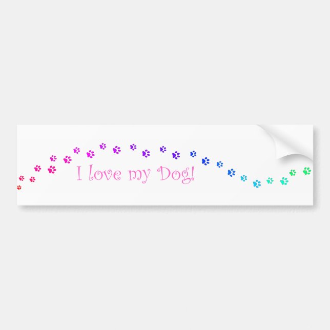 ¡Amo mi perro! Pegatina para el parachoques (Frente)