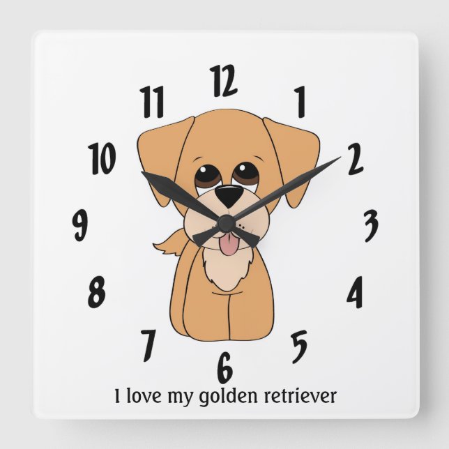 Amo mi reloj de pared del golden retriever (Anverso)