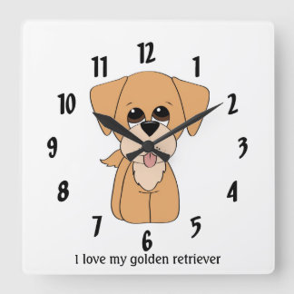 Amo mi reloj de pared del golden retriever