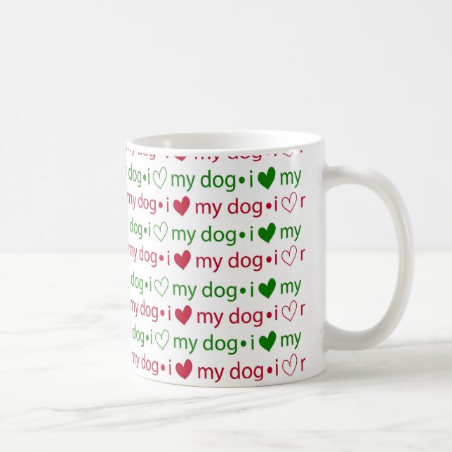 Amo mi taza del navidad del café del perro (Derecha)