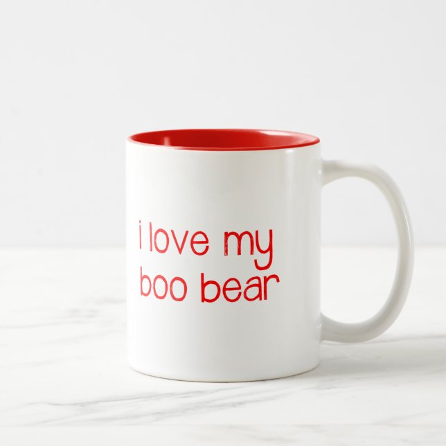 amo mi taza del oso del abucheo - rojo (Derecha)