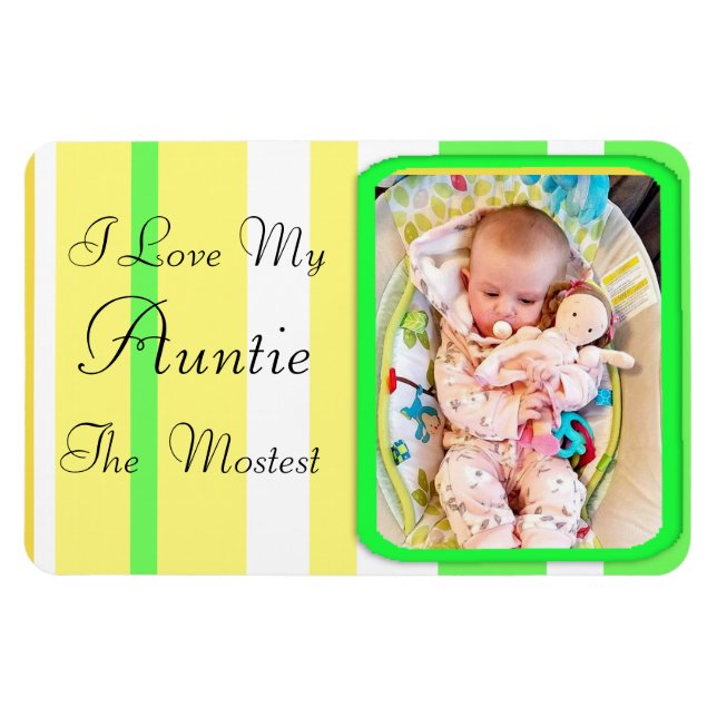 Amo mi tía Lime Green y mi imán personalizado (Horizontal)