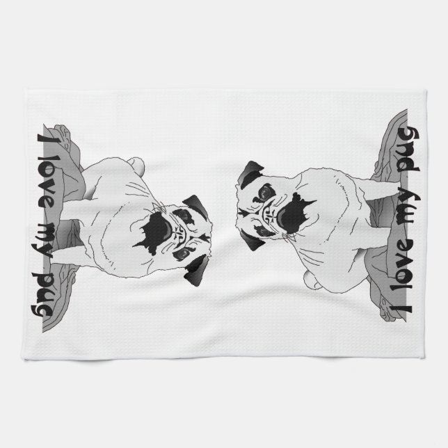 Amo Mi Toalla De Té De Pug (Horizontal)