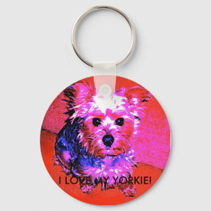 ¡AMO MI YORKIE! LLAVERO ROSADO Y AZUL DE LA SERIE