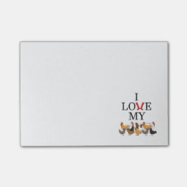 Amo mis notas de post-it de los pollos