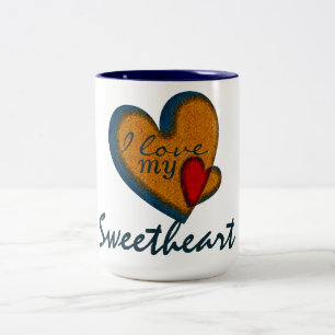 Amo mis tazas del corazón del vintage del amor