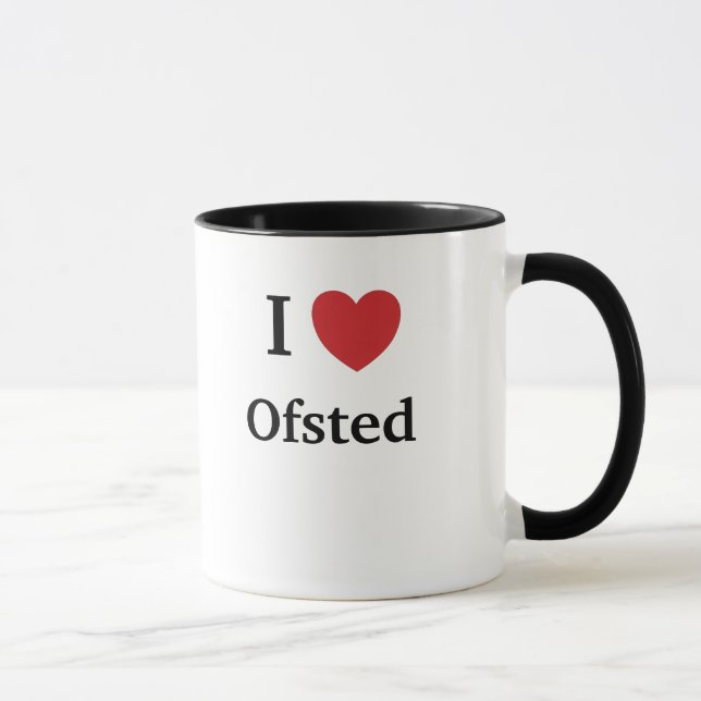 Amo Ofsted - taza BRITÁNICA del chiste de la (Derecha)