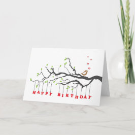 Amo pájaro en las ramas del árbol tarjeta de feliz