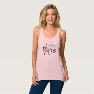 Amo PARÍS, CAMISETAS SIN MANGAS del ROSA de la