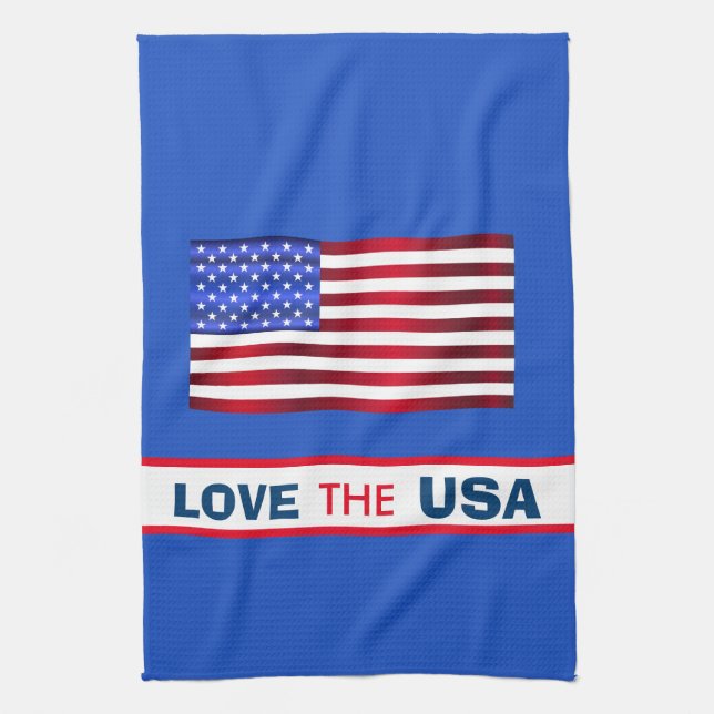 Amo patriótico Toalla de cocina de la bandera de l (Vertical)