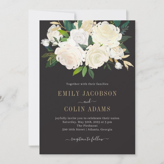 Amo puro acuarela Invitación a matrimonio floral P (Anverso)