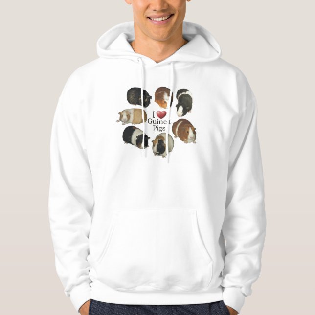 Amo sudadera con capucha de los conejillos de (Anverso)