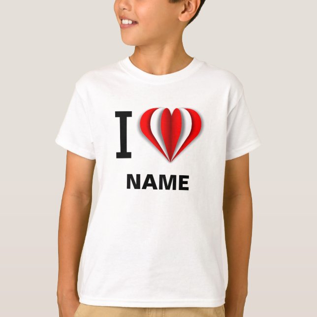 "Amo [Tu Nombre]" Camiseta Corazón (Anverso)