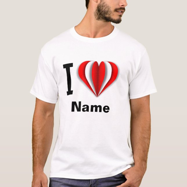 "Amo [Tu Nombre]" Camiseta Corazón (Anverso)