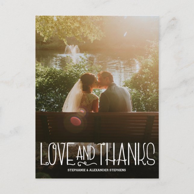 Amo vertical y gracias Boda Tarjeta de agradecimie (Anverso)