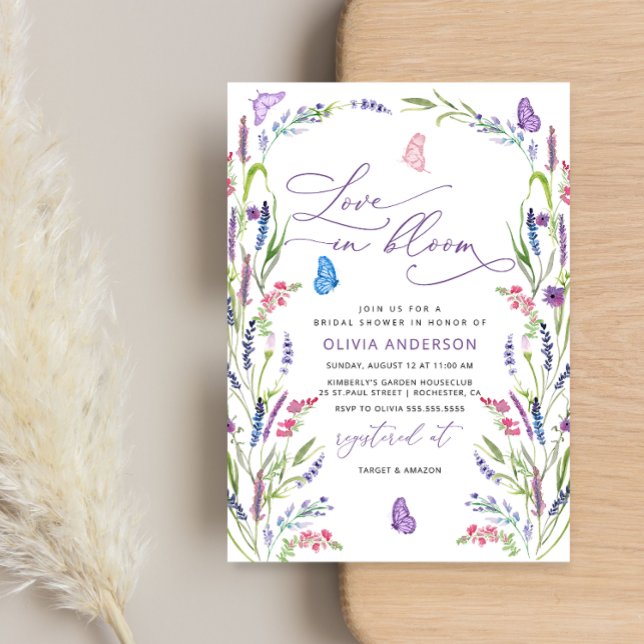 Amor a la Lavanda Púrpura en la invitación a la du (Subido por el creador)