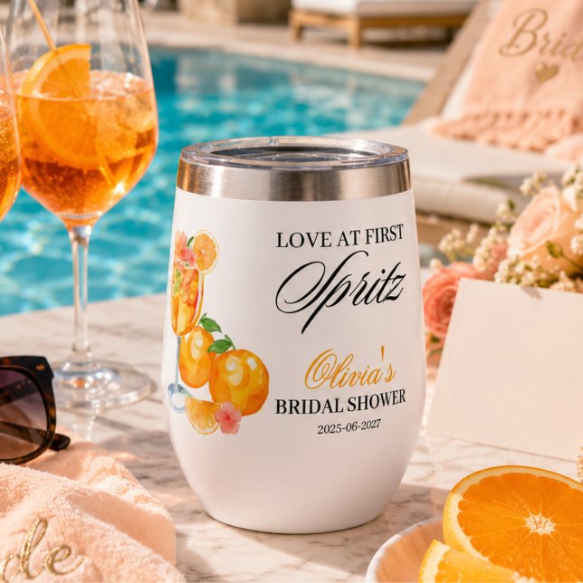Amor a Primera Spritz Despedida de Soltera  (Love at First Spritz Bridal Shower Thermal Wine Tumbler)