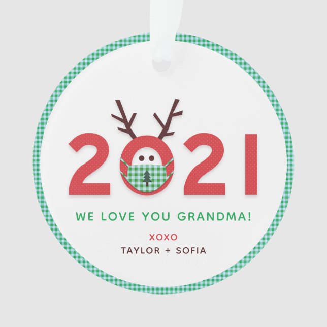 Amor Abuela 2021 Personalizado Foto Ornamento acrí (Anverso)
