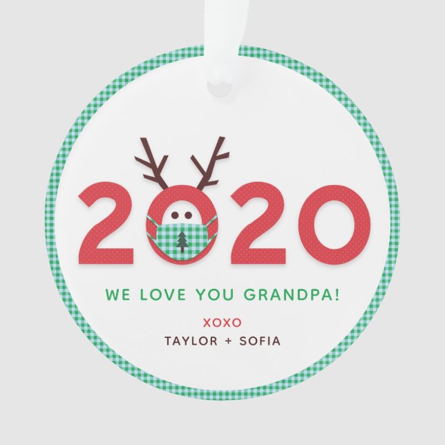 Amor Abuelo 2020 Personalizado Foto Ornamento acrí (Anverso)