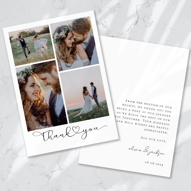 Amor & Agradecimiento Moderno Cuatro Fotos Tarjeta (Subido por el creador)