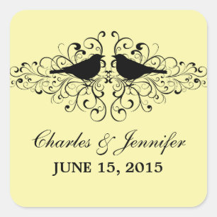 Amor Amarillo Pájaro Bañarse Pegatinas de boda