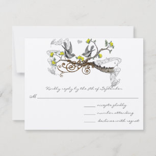 Amor Amor Amarillo y Gris Aves Boda RSVP