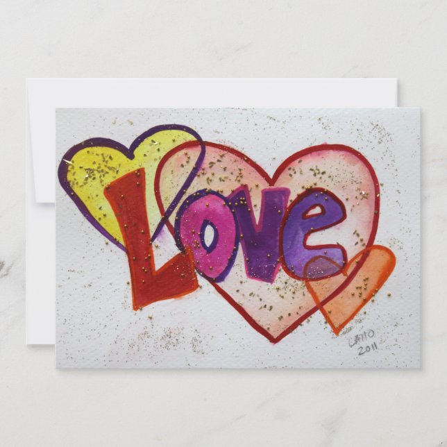 Amor Anillos de Corazón Invitación o Invitación Pe (Anverso)