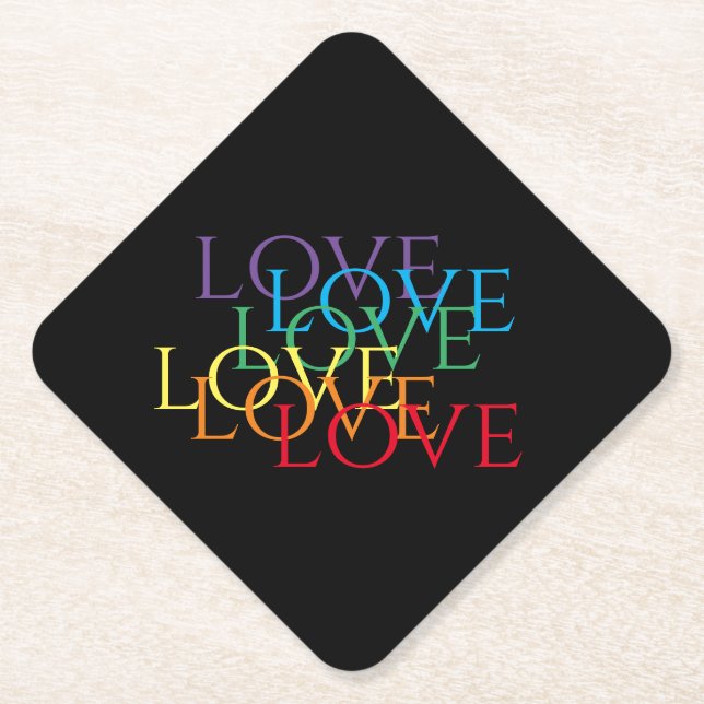 AMOR ARCOÍRIS II Posavasos de papel de diamante  (Anverso)