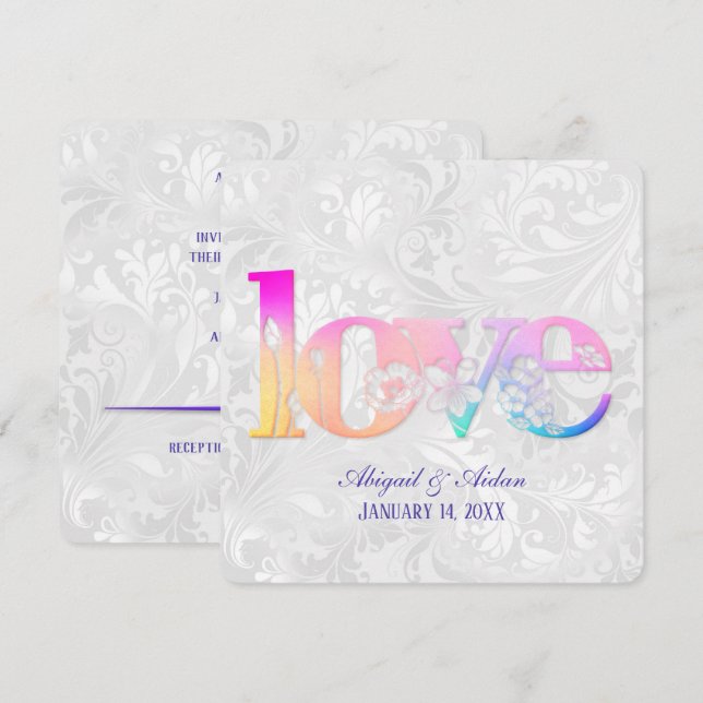 Amor Arcoiris Por Invitación Al Estante Boda (Anverso / Reverso)