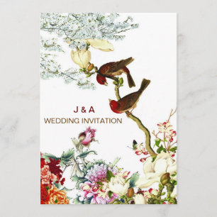 Amor Aves Florecientes y Flores Invitaciones a la 