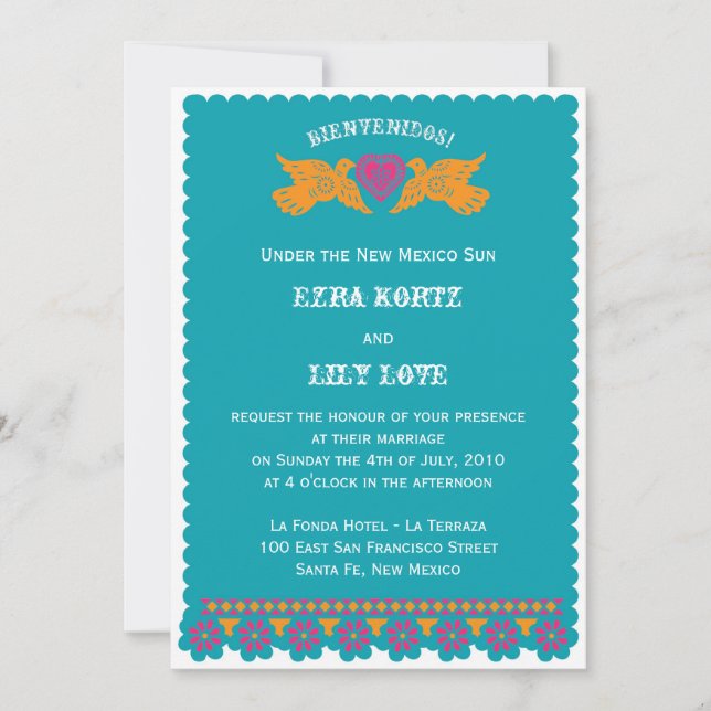 Amor Aves Invitación a la Boda - Aqua (Anverso)