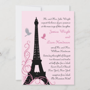 Amor Aves Invitación a la Boda (rosa)