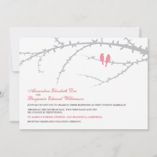 Amor Aves Invitación a la Boda (rosa)