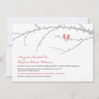Amor Aves Invitación a la Boda (rosa)