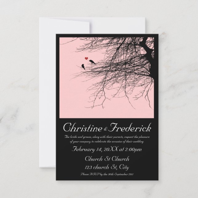 Amor Aves, invitación de 3.5"x5" (Anverso)