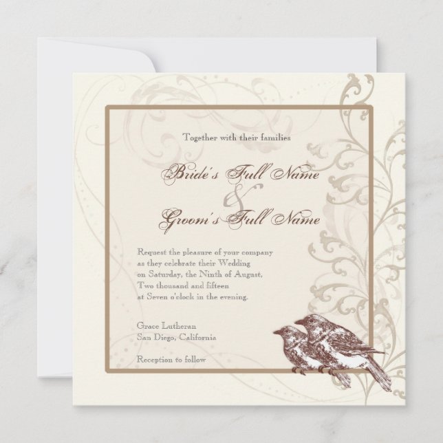 Amor Aves 'n Lace - Invitación a la boda (Anverso)
