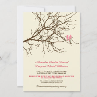 Amor Aves Sucursal Invitación a la Boda (marrón/ro