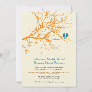 Amor Aves Sucursal Invitación a la boda (tangerina